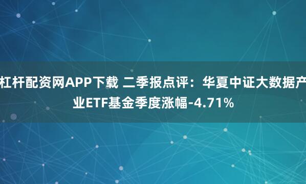 杠杆配资网APP下载 二季报点评：华夏中证大数据产业ETF基金季度涨幅-4.71%